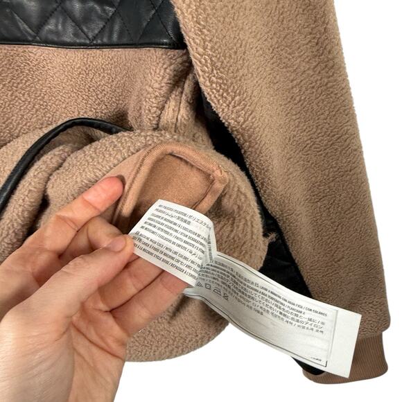 Abercrombie & Fitch Taupe Brown Sherpa Fleece Faux Leather Pullover Womens Small - Picture 6 of 7